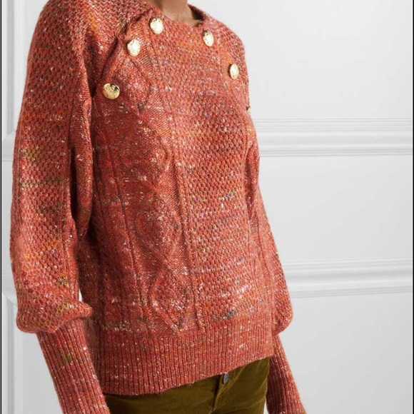 Veronica Beard Sweaters - NEW Veronica Beard Adelaida Gold Button Orange Rust Balloon Sleeve sweater Large